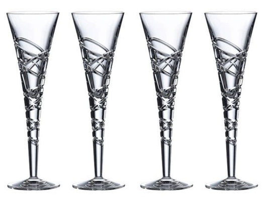 Saturn Crystal Champagne Flutes Set of 4